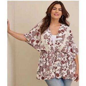 Torrid Tiered Floral Kimono Tassel Tie Front
